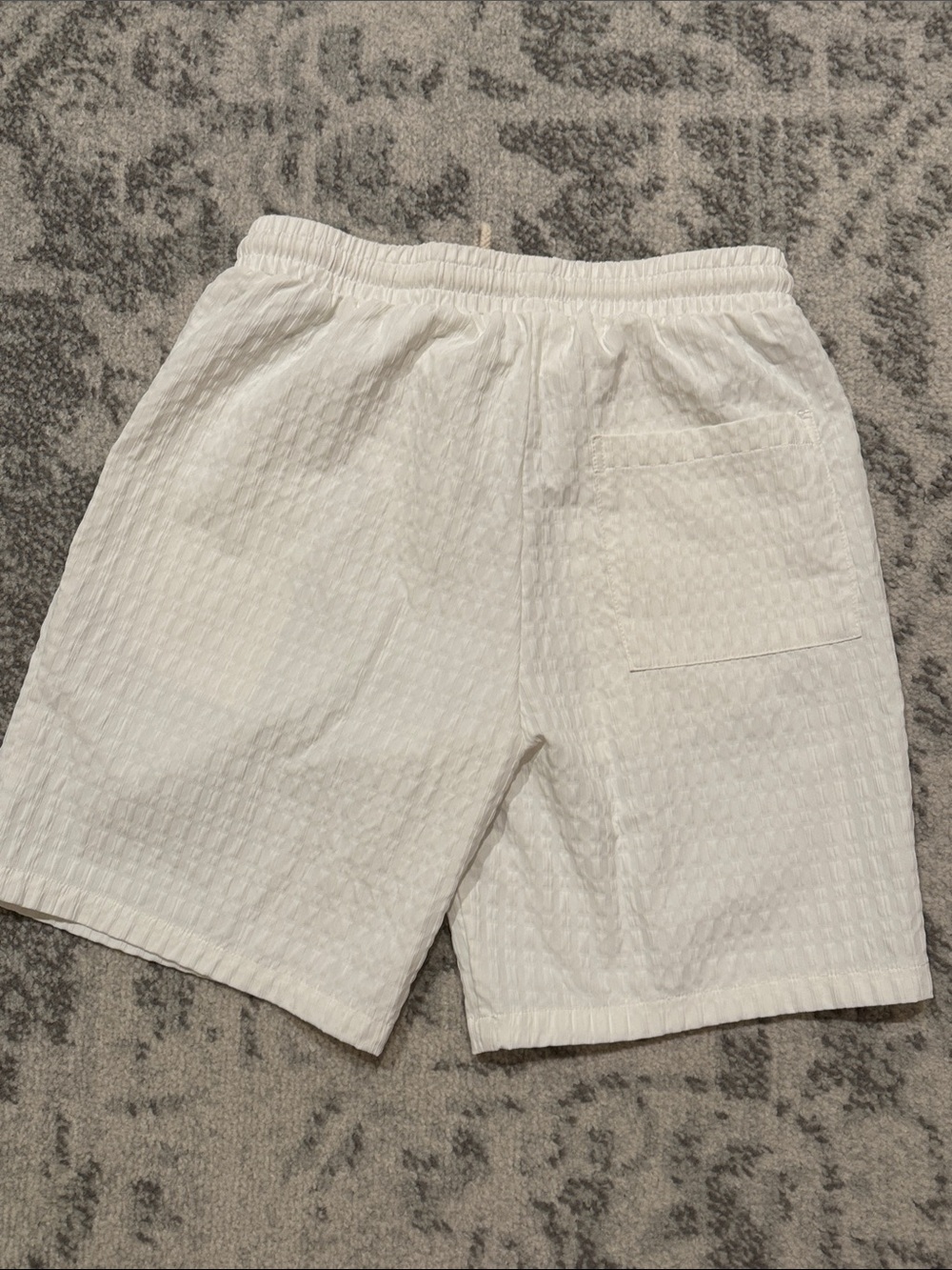 ManFinity Cream Textured Drawstring Shorts with Rope Tie - Picture 3 of 3
